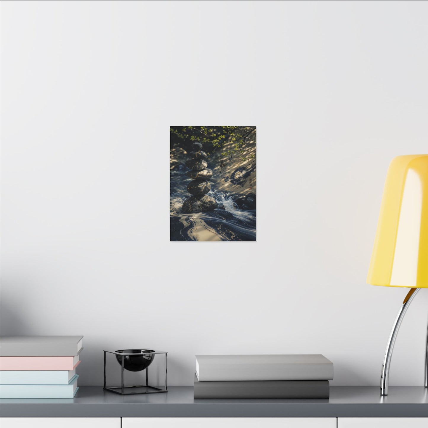 Kintsugi River Stones in Dappled | Broken Beauty Canvas Art