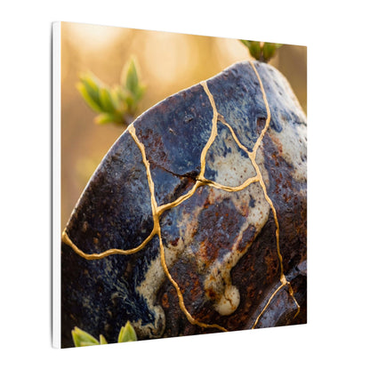 Fukinsei Rust Patina Canvas Art - Kintsugi Gold Repair