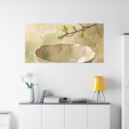 Warm Ceramic Bowl Canvas Art - Watercolor Japandi