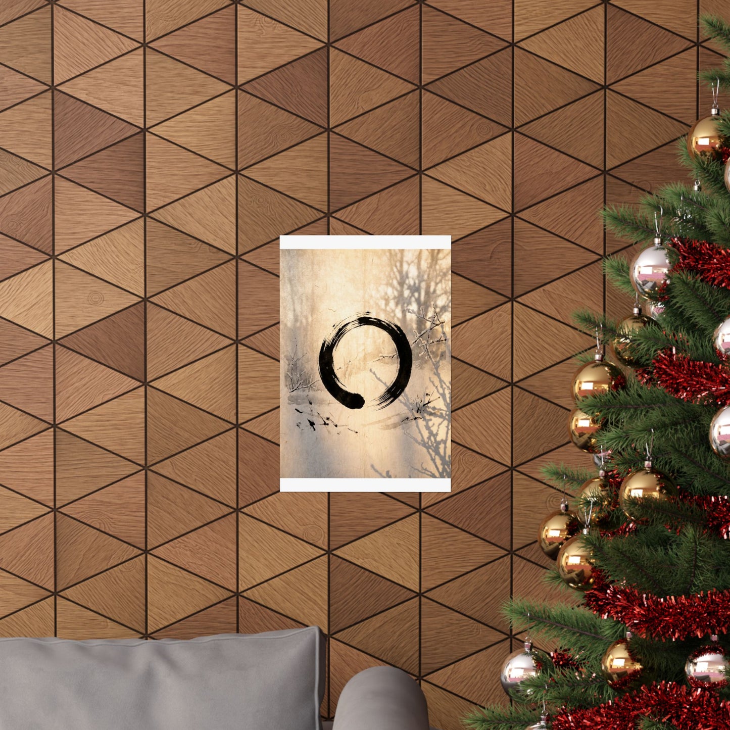 Shoji Screen Wall Art Print | Winter Zen Enso Art