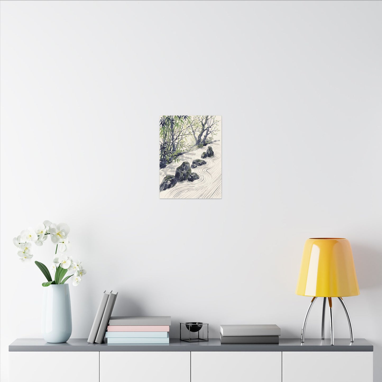 Dappled Rock Garden Canvas Art - Zen Mono No Aware