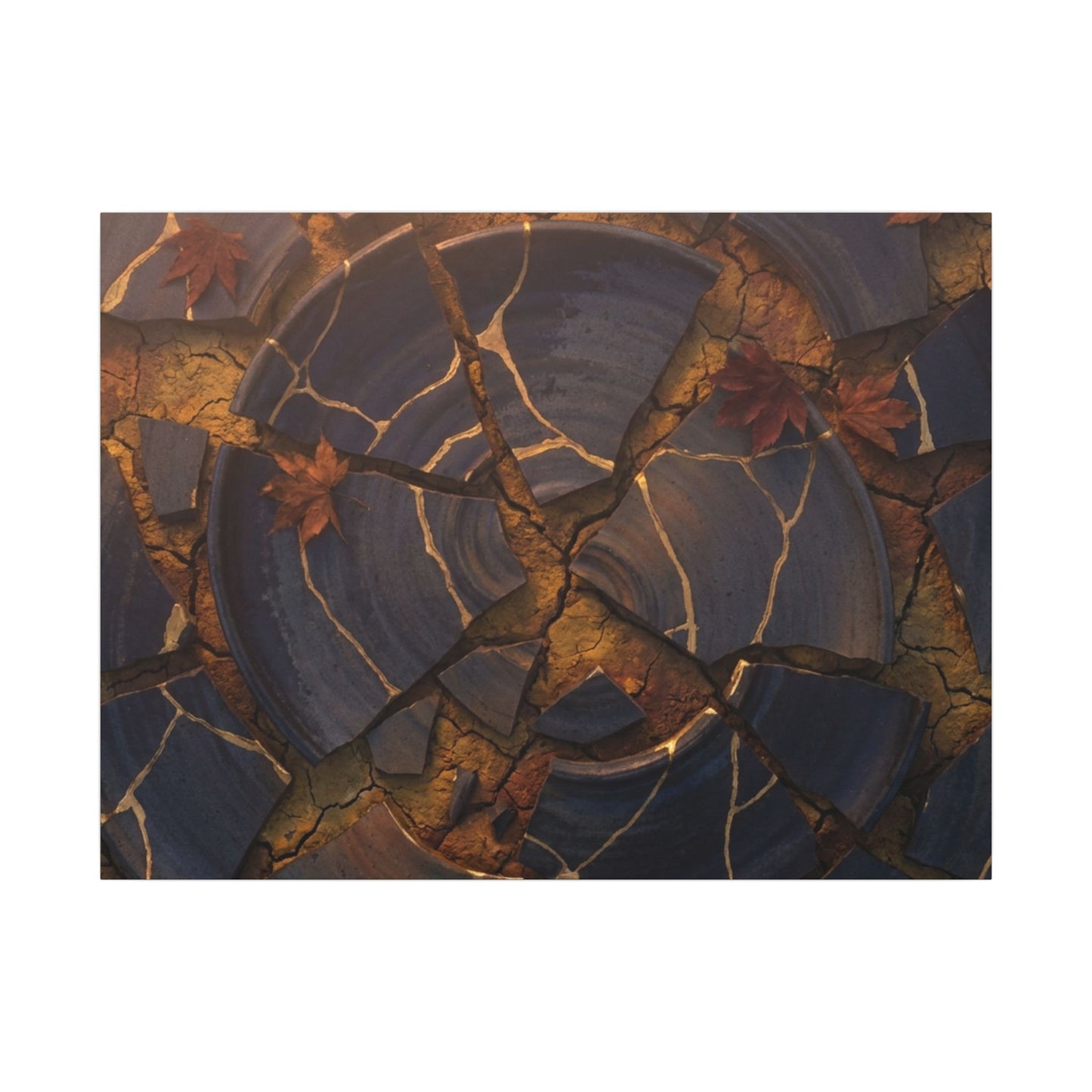 Autumn Cracked Earth Gold Repair Canvas Art | Philosophical Decor