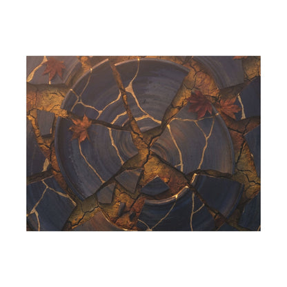 Autumn Cracked Earth Gold Repair Canvas Art | Philosophical Decor