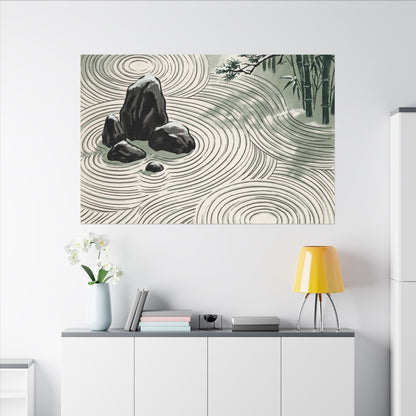 Shibui Rock Garden Canvas Art - Zen Ukiyo E Inspired
