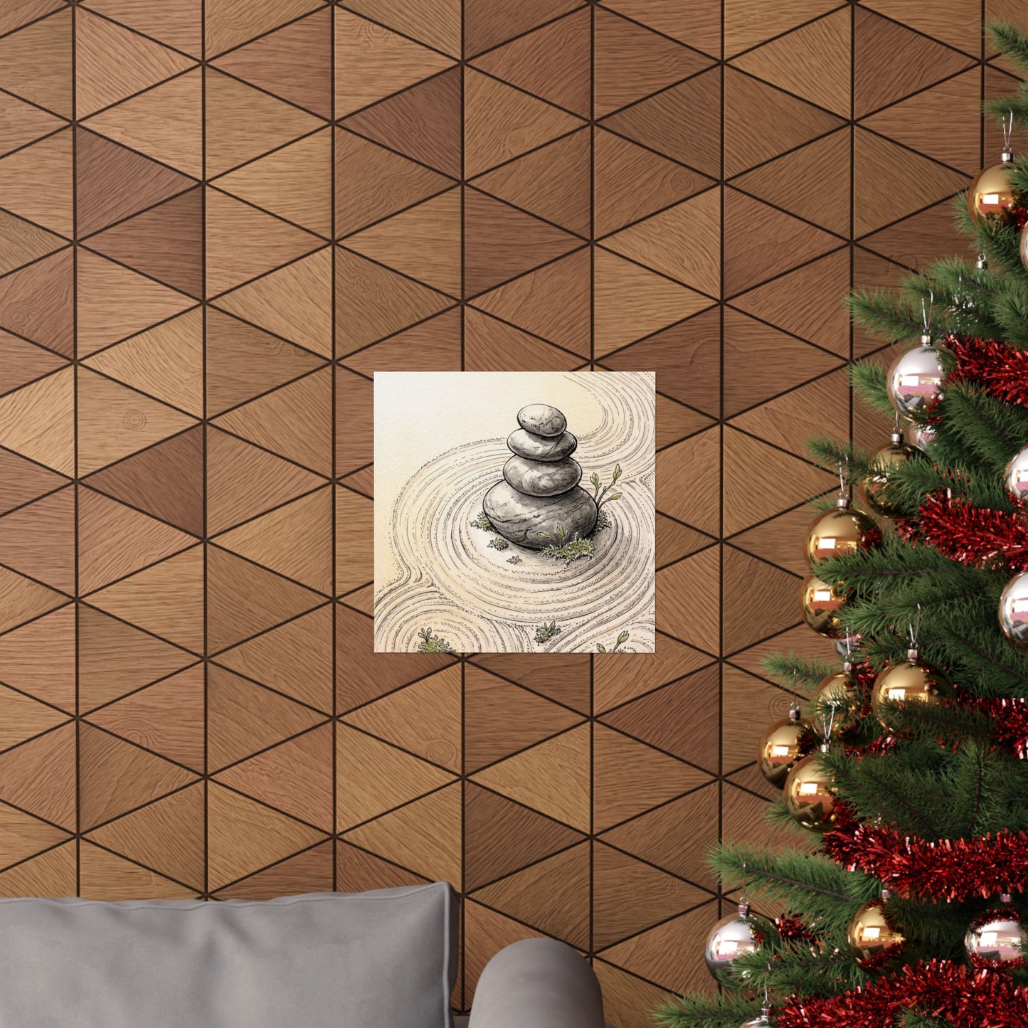 Ma River Stones Wall Art Print - Zen Karesansui