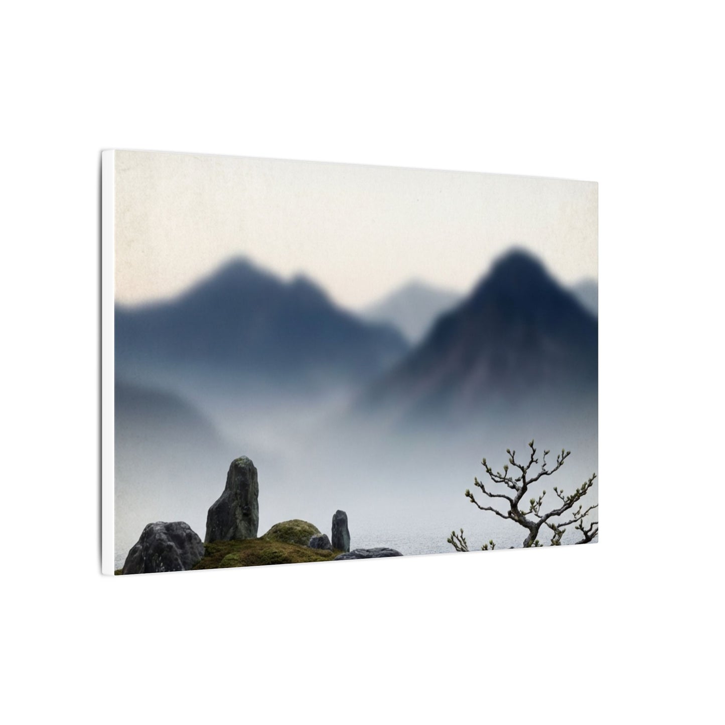 Mountain Mist Karesansui Canvas Art | Contemplative Zen Art