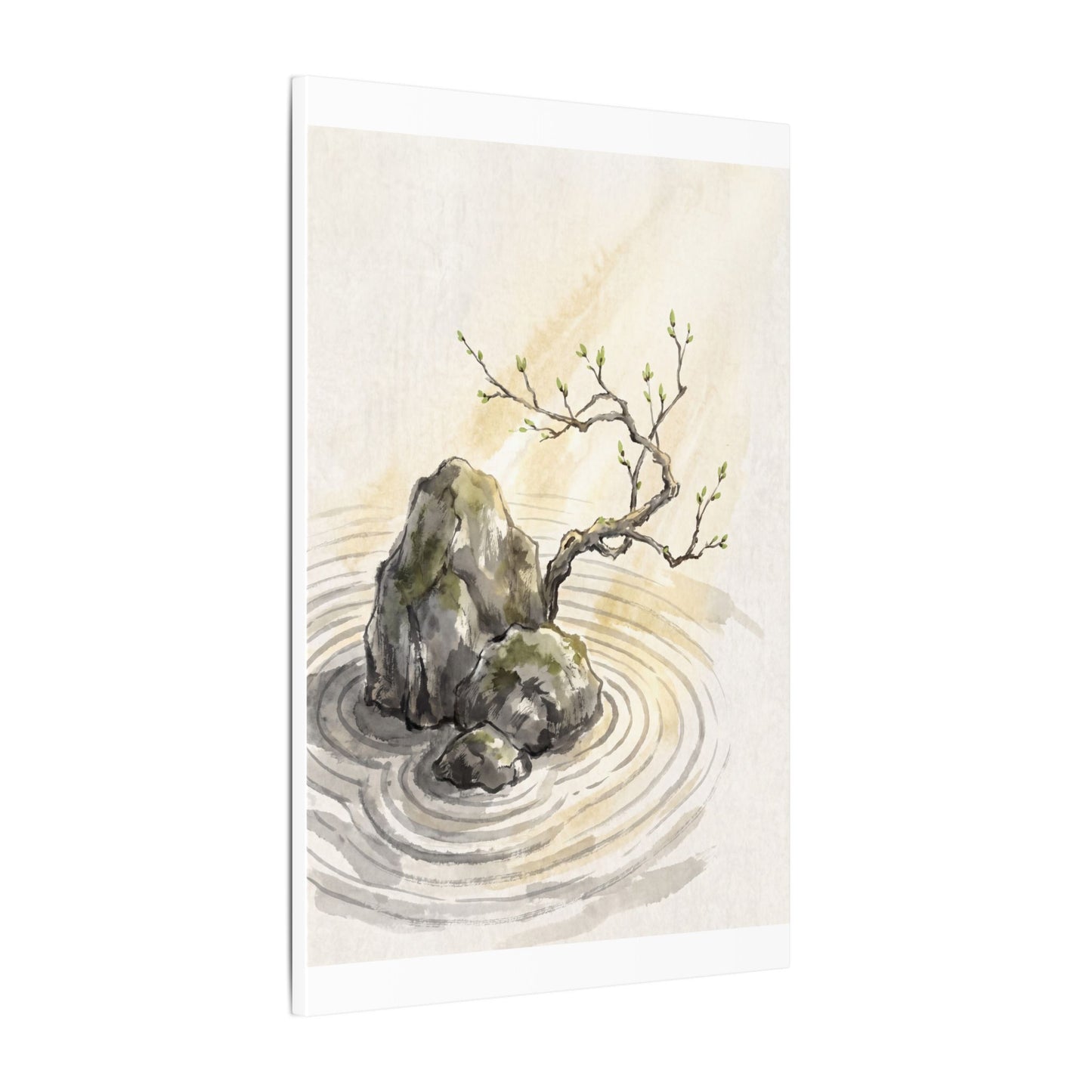Serene Rock Garden Canvas Art - Sumi E Zen