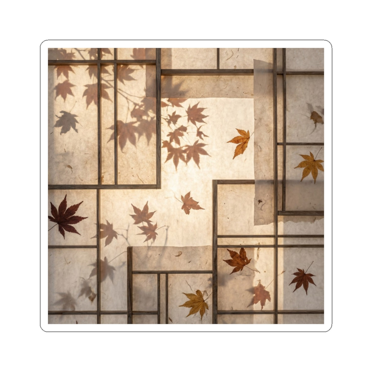 Shoji Screen Japanese Pattern Sticker | Warm Japandi Art Art Print