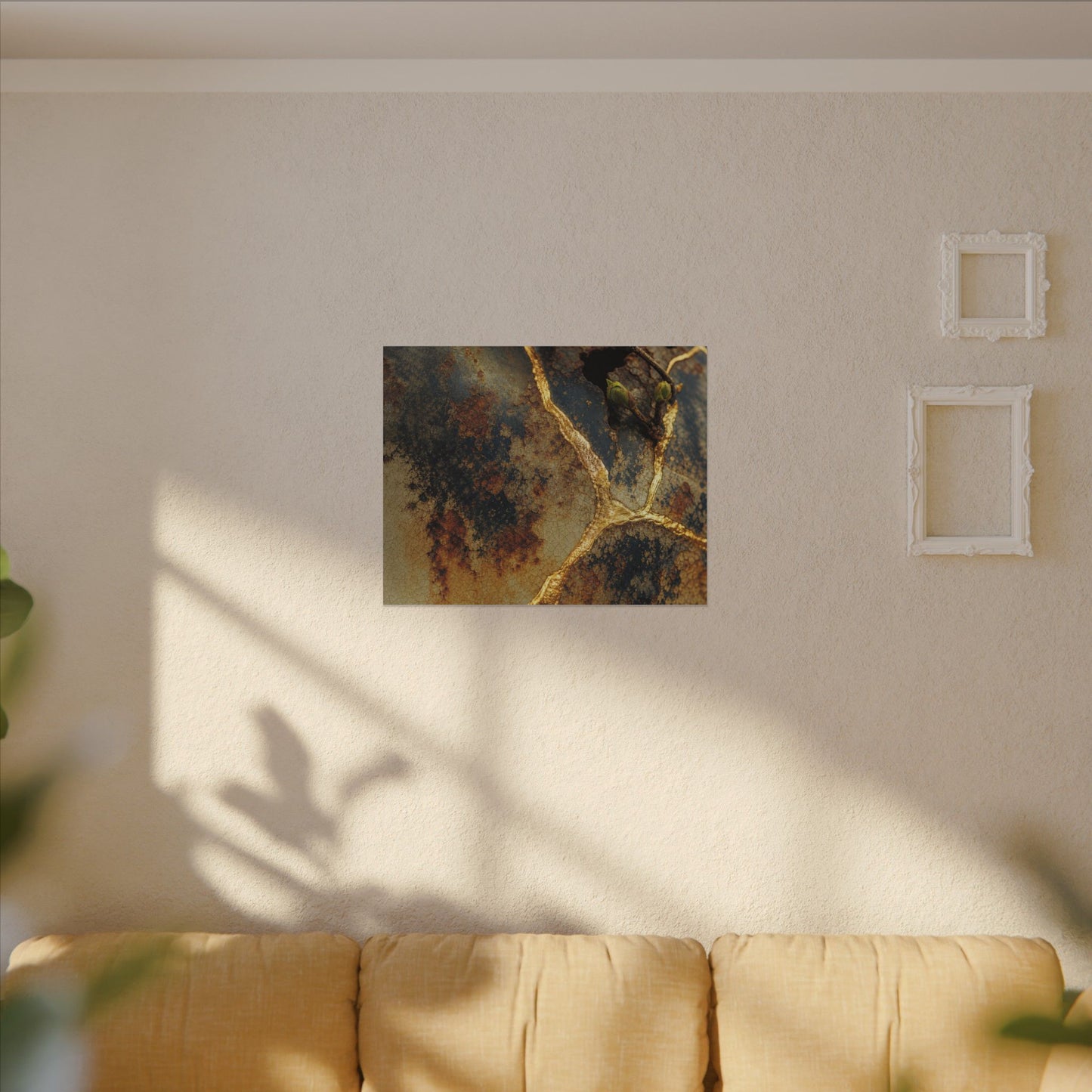 Datsuzoku Rust Patina Canvas Art - Kintsugi Crackle Gold