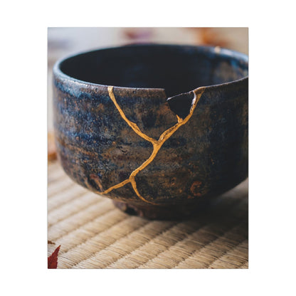 Tea Ceremony Autumn Canvas Art | Kintsugi Healing Design