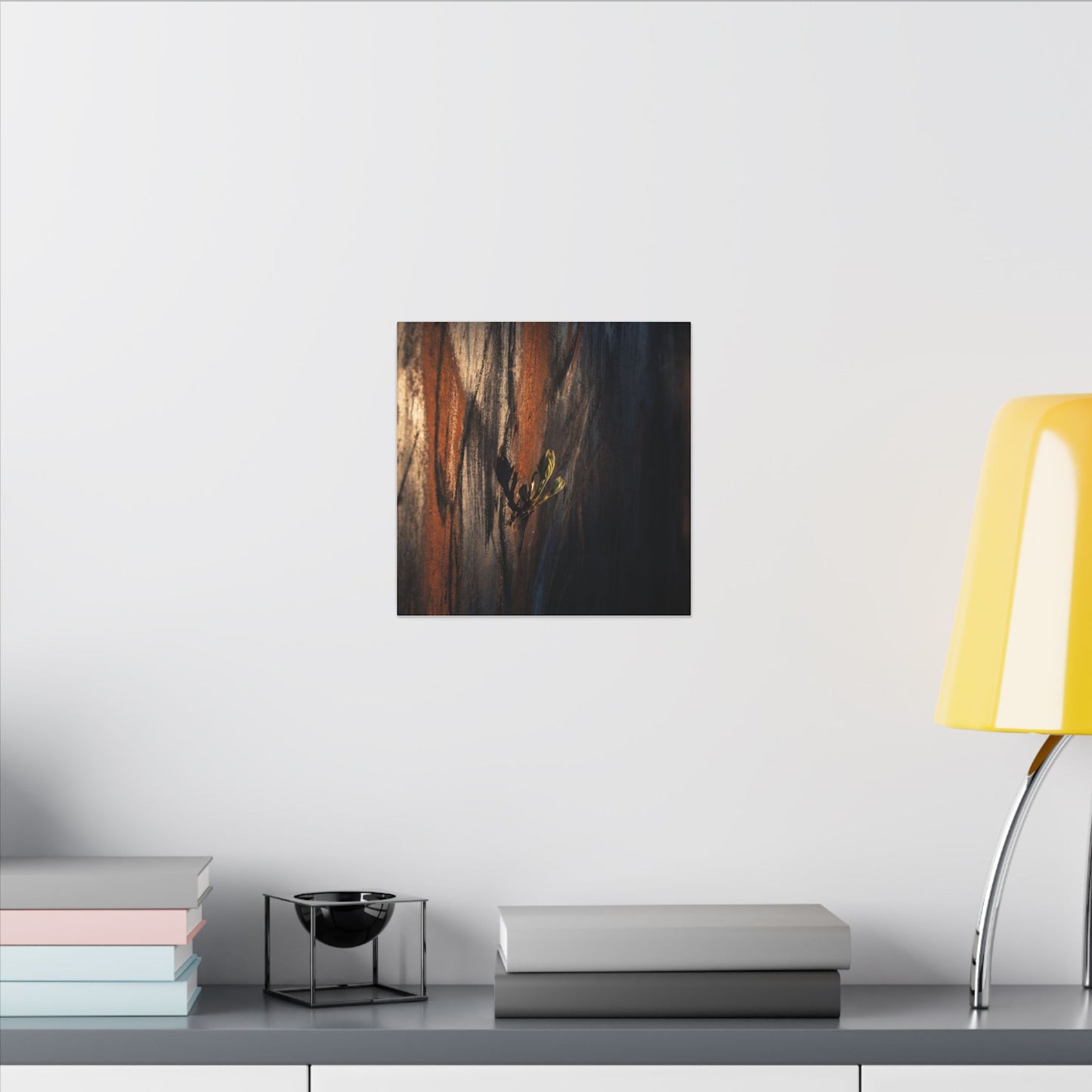 Rust Patina Charcoal Ink Canvas Art | Moody Dark Japandi Art