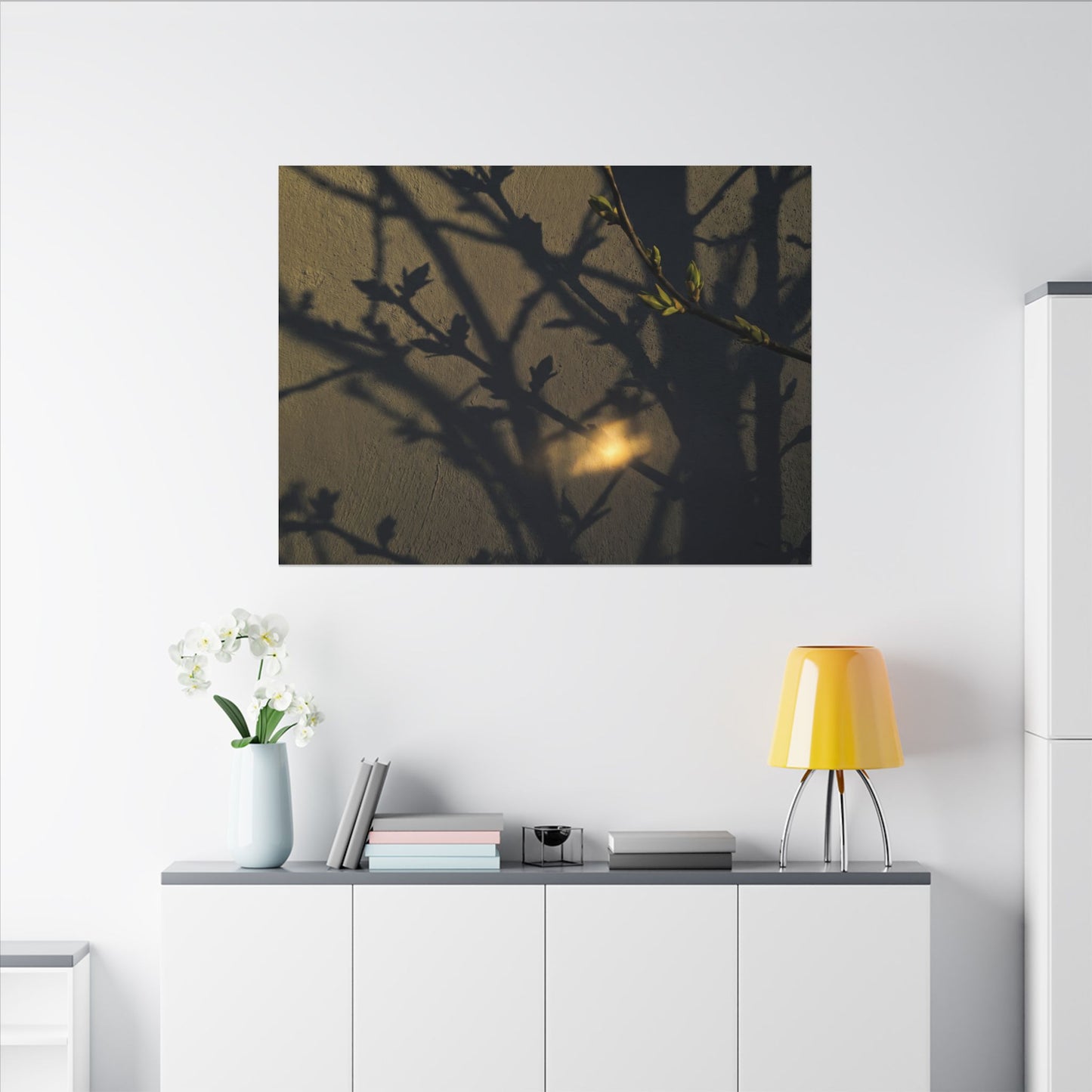 Bold Shadow Play Canvas Art - Moody Minimal Dark Japandi