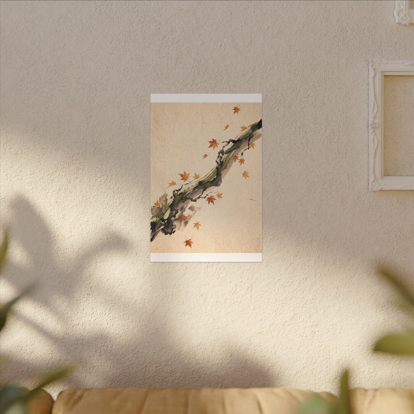 Ink Brushstroke Autumn Canvas Art | Zen Calm Design