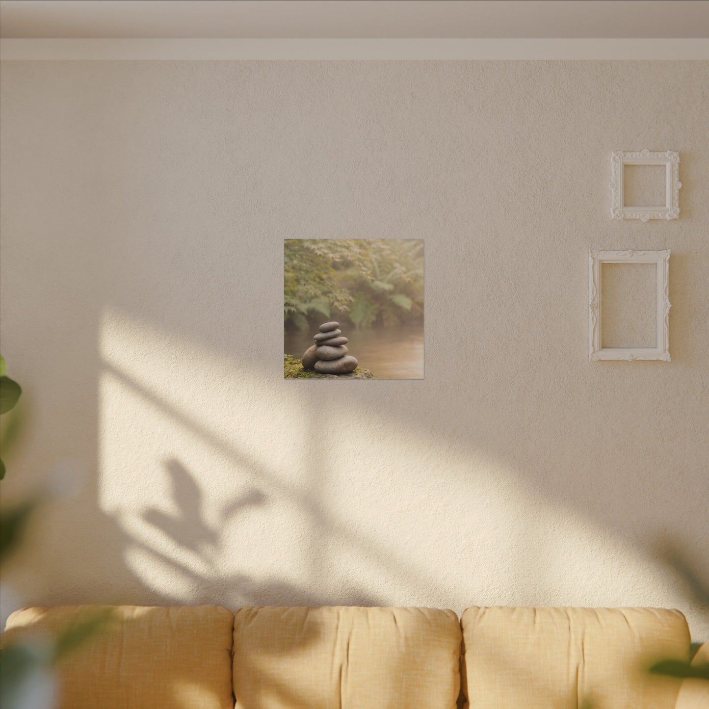 Cozy River Stones Canvas Art - Japanese Pattern Japandi