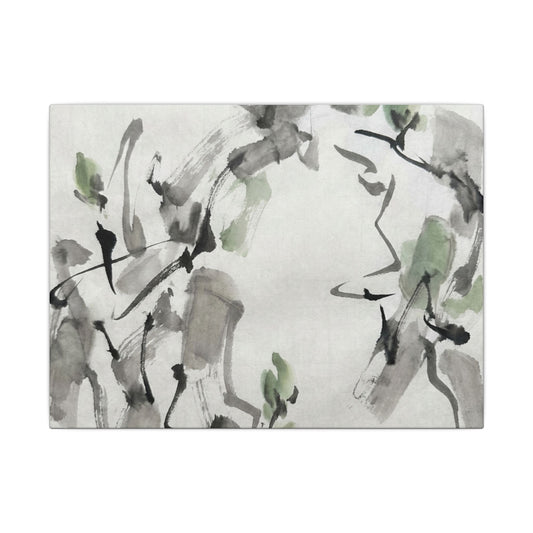 Zen Ink Brushstroke in Overcast | Sumi E Canvas Art Art Print