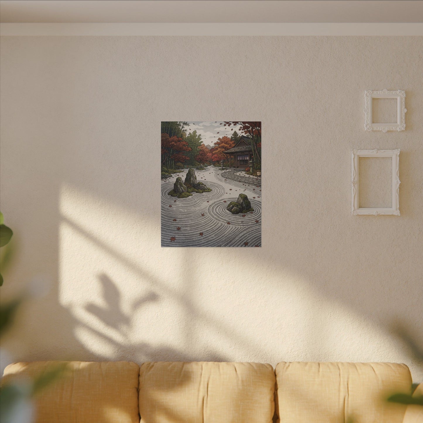 Autumn Rock Garden Ukiyo E Inspired Canvas Art | Peaceful Decor