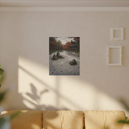 Autumn Rock Garden Ukiyo E Inspired Canvas Art | Peaceful Decor