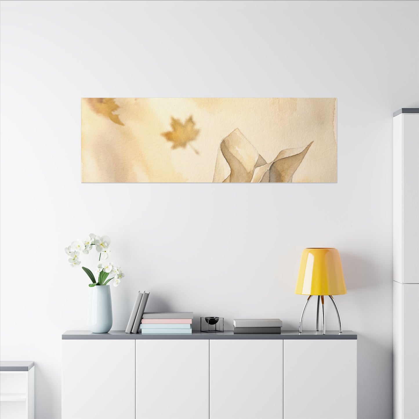 Japandi Paper Fold in Golden Hour | Watercolor Canvas Art
