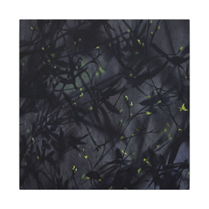 Shadow Play Spring Canvas Art | Dark Japandi Atmospheric Design