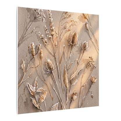 Japandi Dried Flowers in Golden Hour | Watercolor Canvas Art