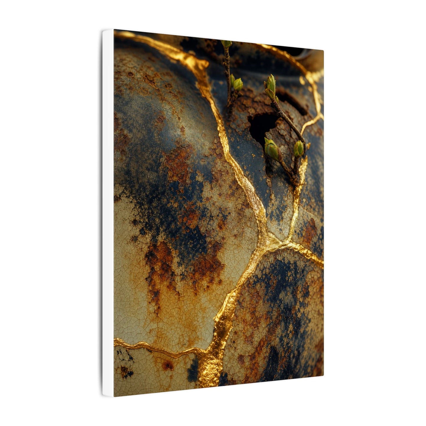Datsuzoku Rust Patina Canvas Art - Kintsugi Crackle Gold