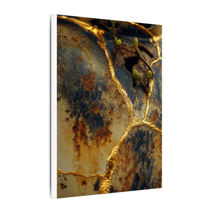 Datsuzoku Rust Patina Canvas Art - Kintsugi Crackle Gold