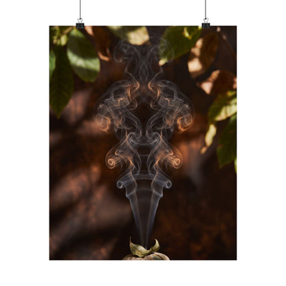 Dark Japandi Incense Smoke in Dappled | Shadow Zen Wall Art Print