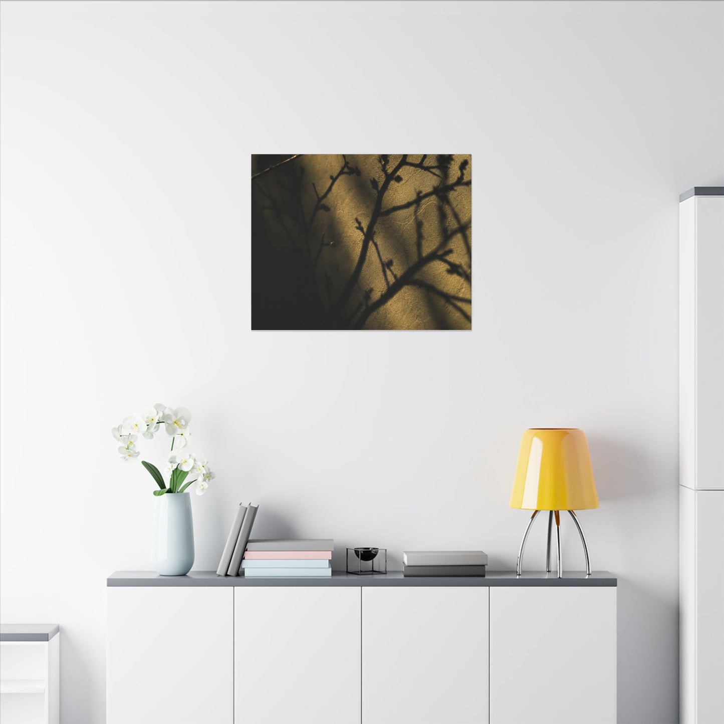 Golden Hour Shadow Play Canvas Art - Dark Japandi Seijaku