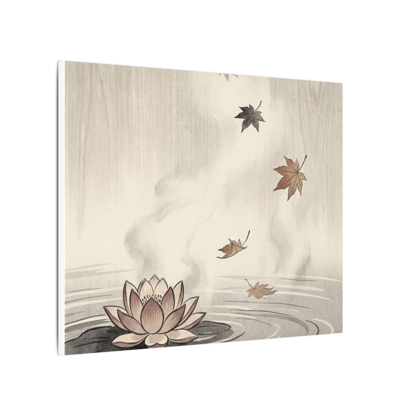 Lotus Flower Canvas Art | Autumn Zen Ukiyo E Inspired Art