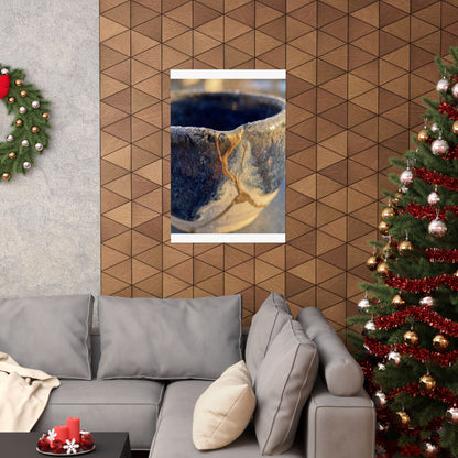 Kintsugi Ceramic Bowl in Golden Hour | Gold Vein Wall Art Print