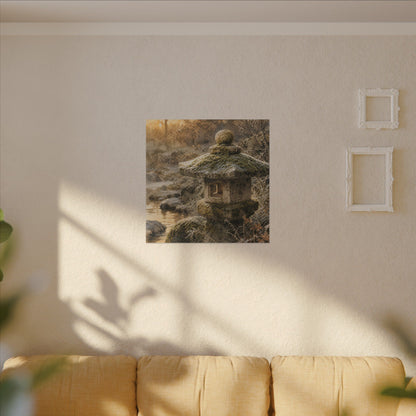 Winter Stone Lantern Watercolor Canvas Art | Earthy Decor