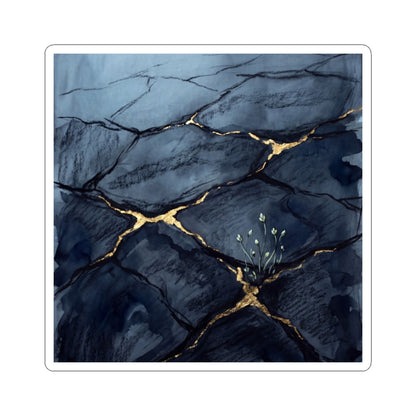 Cracked Earth Charcoal Ink Sticker | Atmospheric Dark Japandi Art Art Print