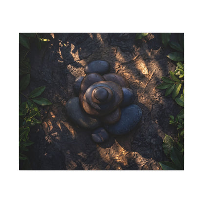 Ma River Stones Canvas Art - Dark Japandi Dark Texture