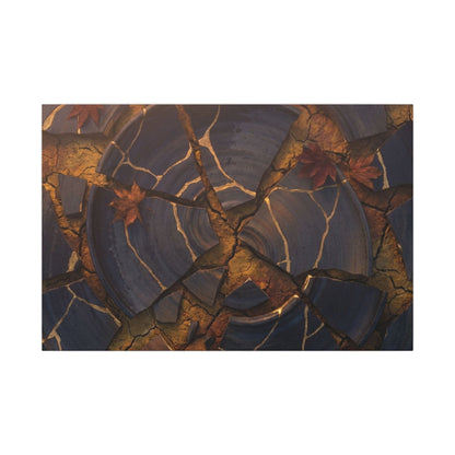 Autumn Cracked Earth Gold Repair Canvas Art | Philosophical Decor
