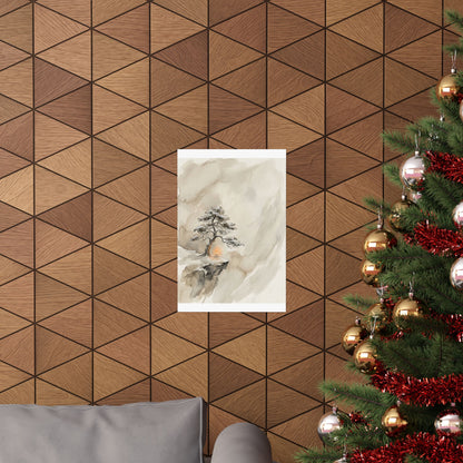 Warm Pine Tree Wall Art Print - Watercolor Japandi
