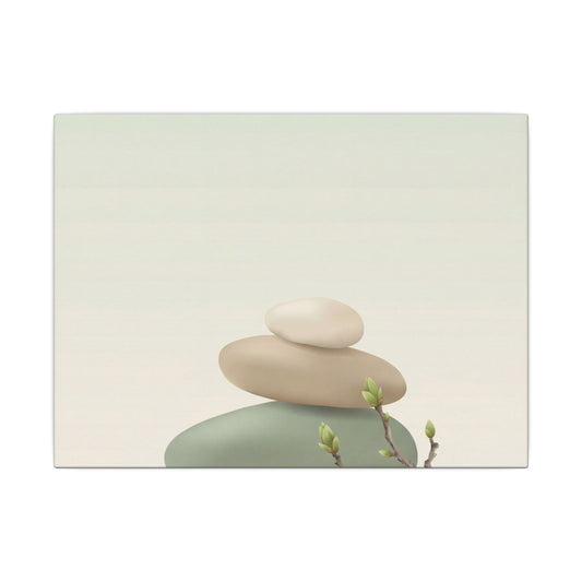 Dawn River Stones Canvas Art - Japandi Fukinsei Art Print