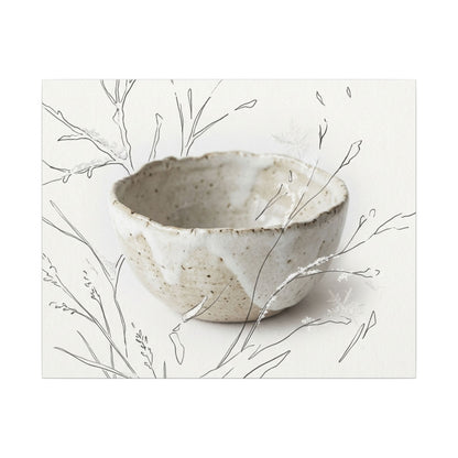 Neutral Ceramic Bowl Canvas Art - Minimal Line Japandi