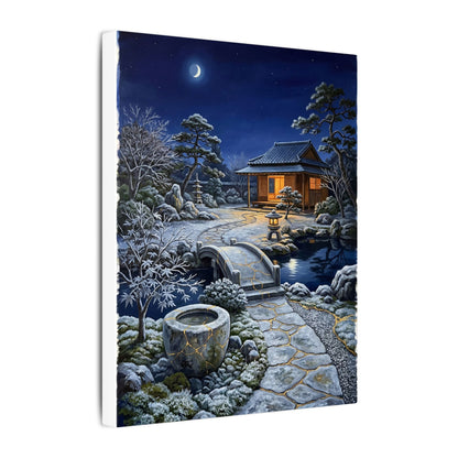 Moonlit Garden Winter Canvas Art | Kintsugi Artful Design