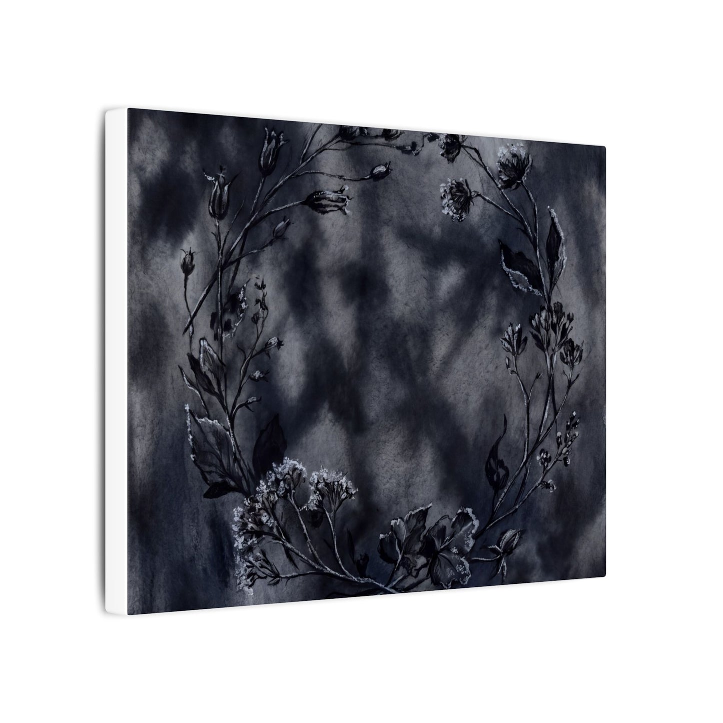 Dried Flowers Canvas Art | Winter Dark Japandi Shadow Zen Art