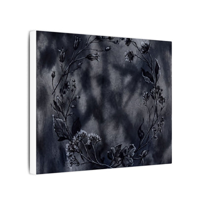 Dried Flowers Canvas Art | Winter Dark Japandi Shadow Zen Art