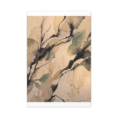 Japandi Shadow Play in Golden Hour | Watercolor Canvas Art