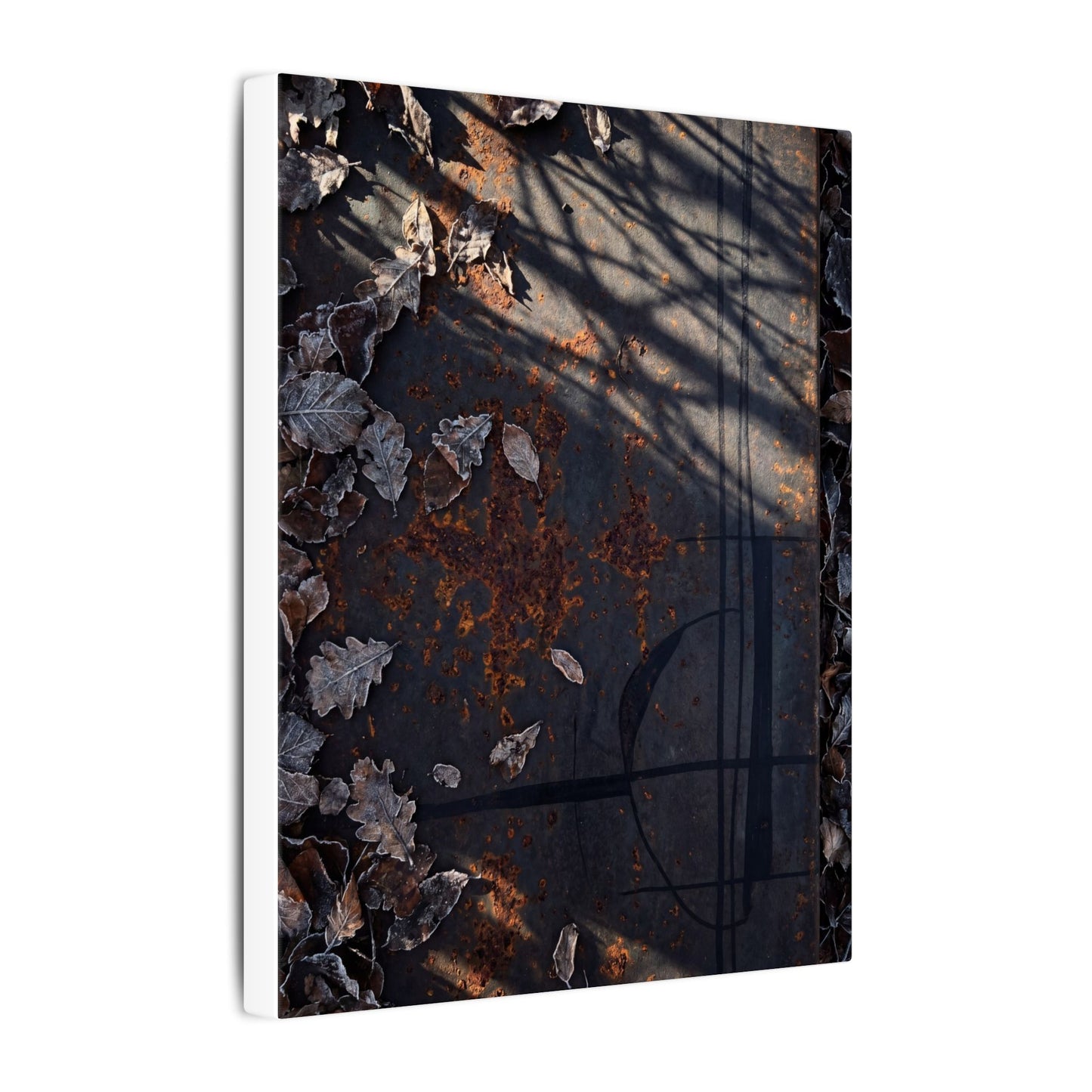 Shibui Rust Patina Canvas Art - Dark Japandi Charcoal Ink