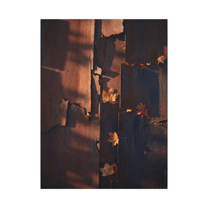 Seijaku Rust Patina Canvas Art - Dark Japandi Shadow Zen