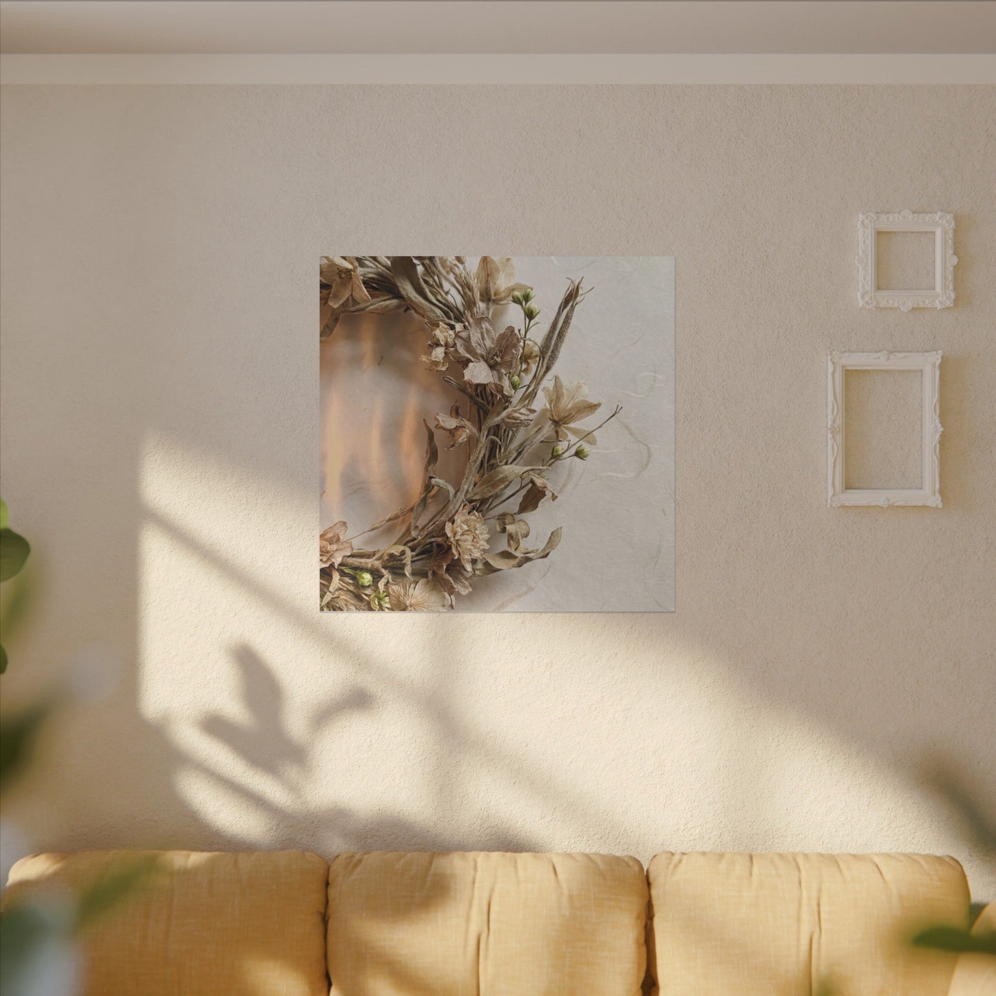 Dried Flowers Japanese Pattern Canvas Art | Neutral Japandi Art