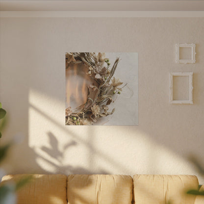 Dried Flowers Japanese Pattern Canvas Art | Neutral Japandi Art