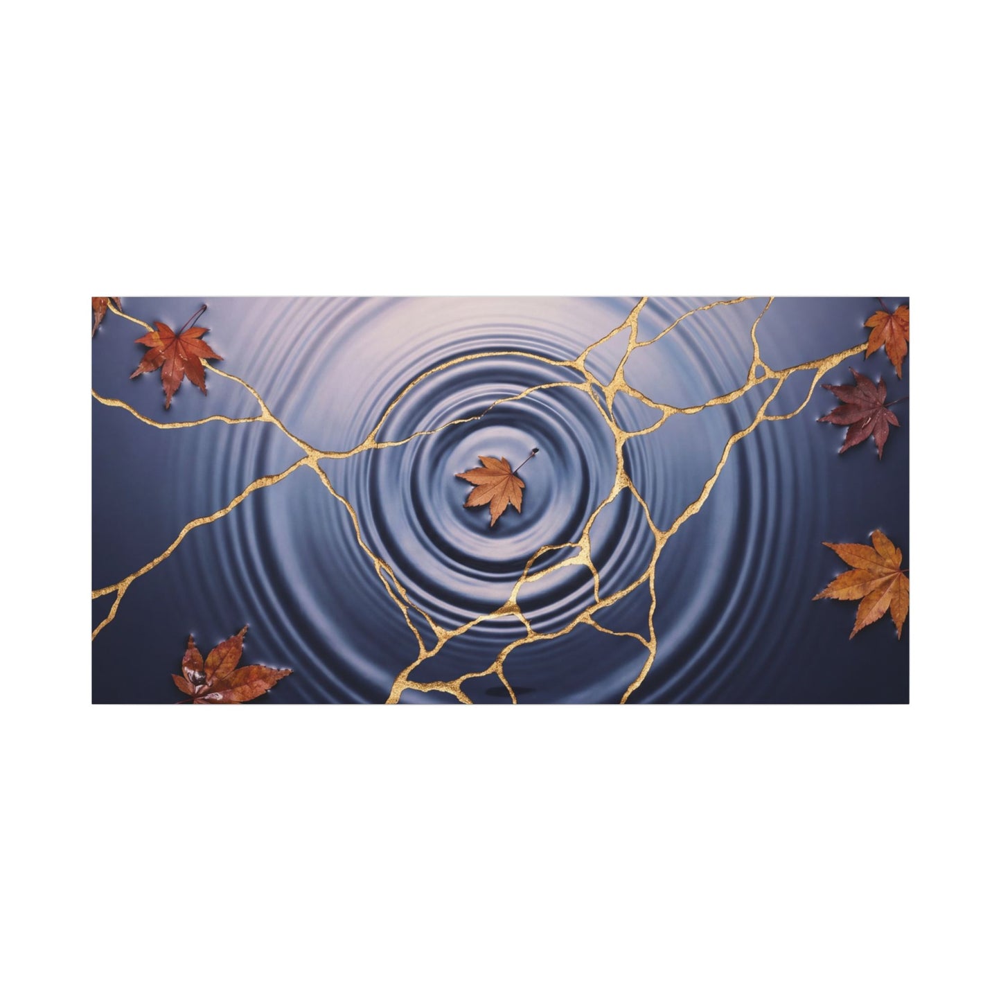 Kintsugi Water Ripple in Dawn | Gold Vein Canvas Art