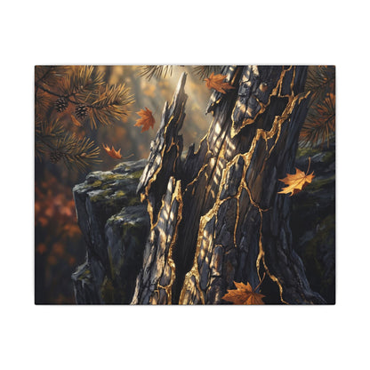 Pine Tree Autumn Canvas Art | Kintsugi Beautiful Design