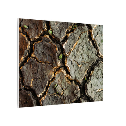 Earthy Cracked Earth Canvas Art - Japanese Pattern Japandi
