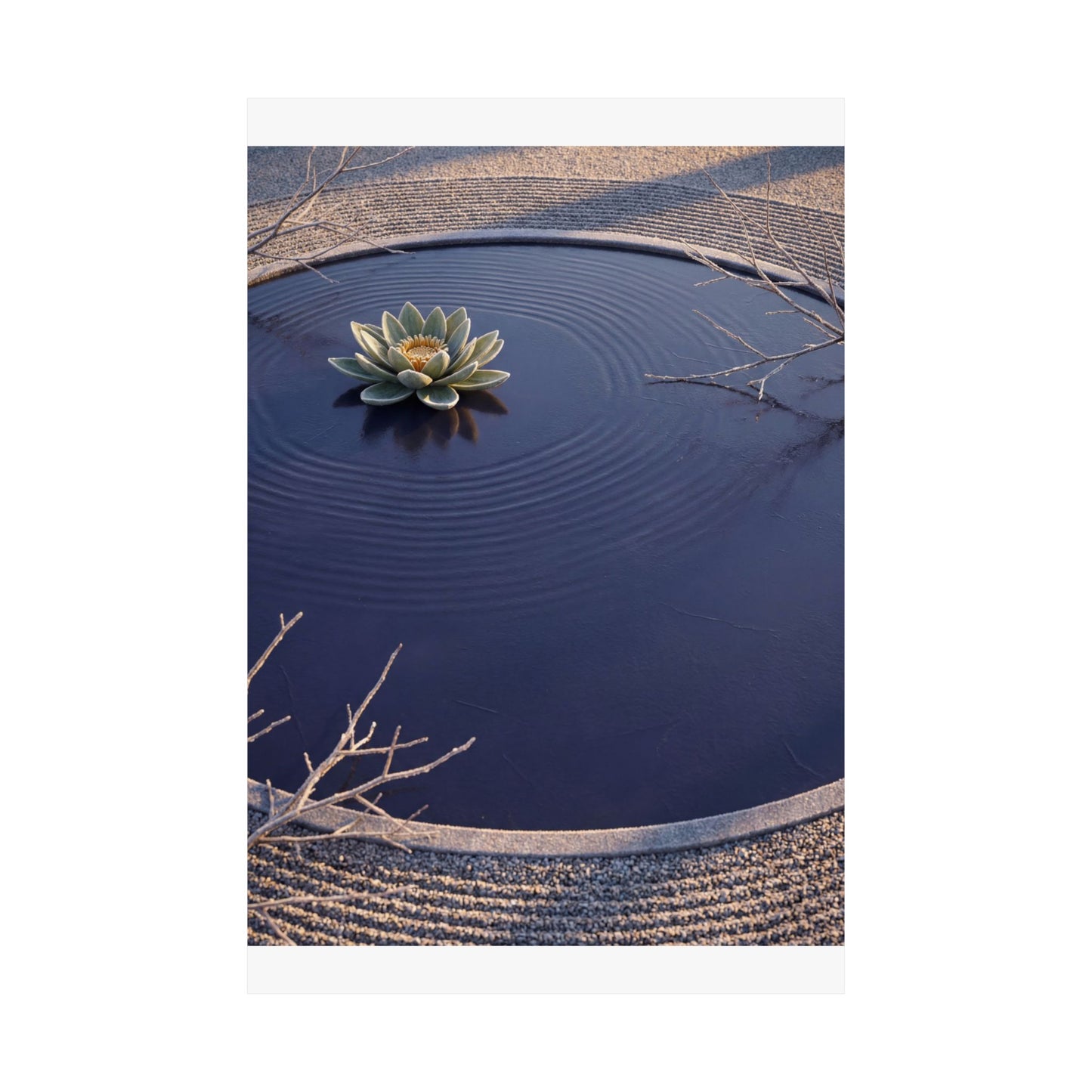 Lotus Flower Karesansui Wall Art Print | Tranquil Zen Art