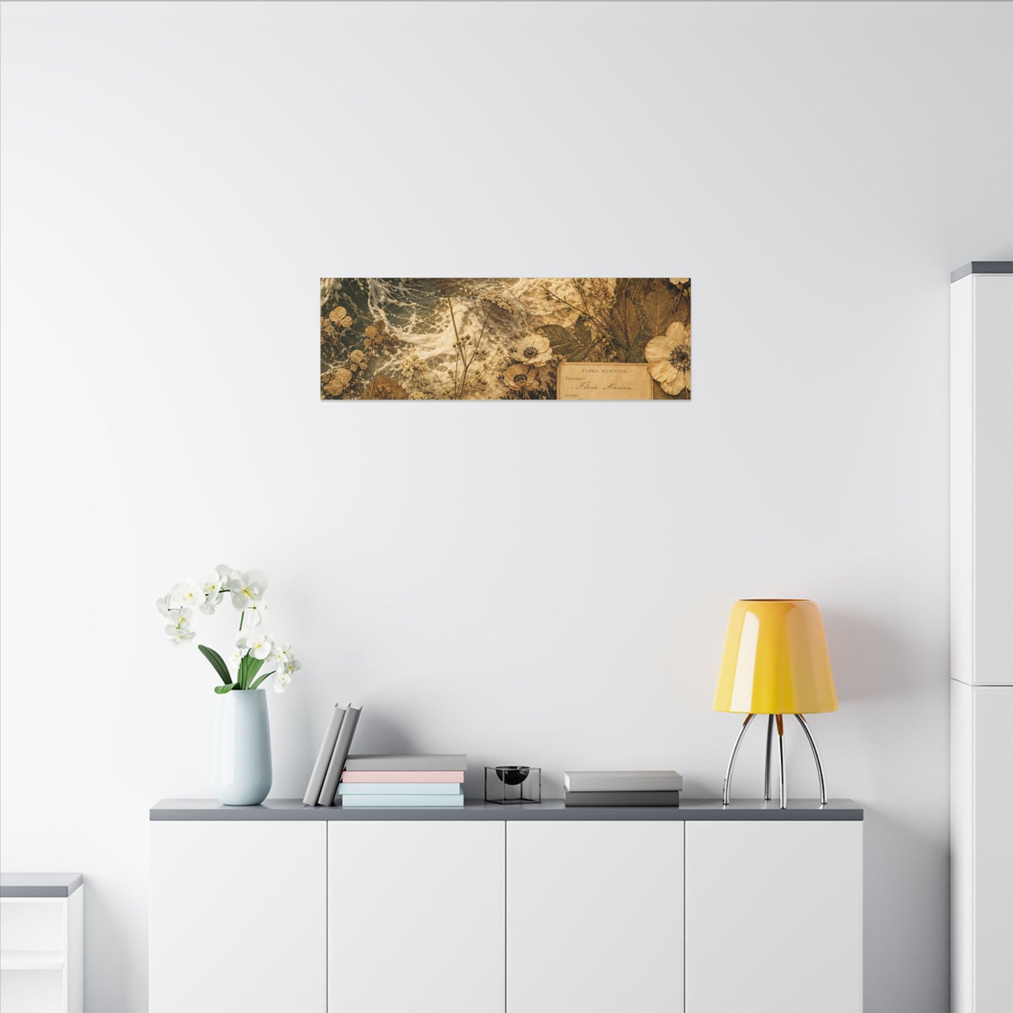 Spring Ocean Wave Herbarium Canvas Art | Nostalgic Decor